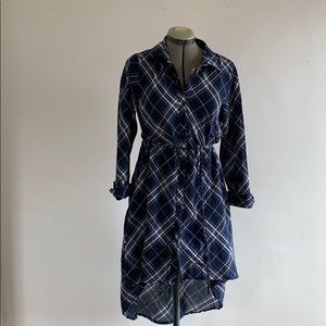 Plaid High Low Button Up Dress Size L!